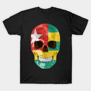 Togo Flag Skull - Gift for Togolese With Roots From Togo T-Shirt